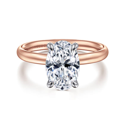 Unite - 14K White-Rose Gold Oval Solitaire Diamond Engagement Ring