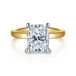 Unite - 14K White-Yellow Gold Elongated Cushion Solitaire Diamond Engagement Ring