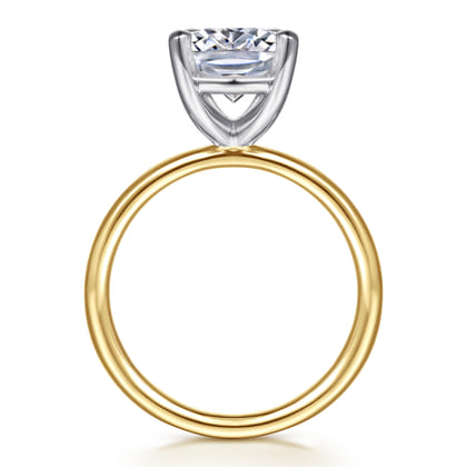 Unite - 14K White-Yellow Gold Elongated Cushion Solitaire Diamond Engagement Ring