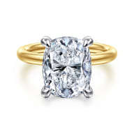Unite - 14K White-Yellow Gold Elongated Cushion Solitaire Diamond Engagement Ring