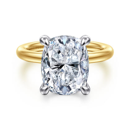 Unite - 14K White-Yellow Gold Elongated Cushion Solitaire Diamond Engagement Ring