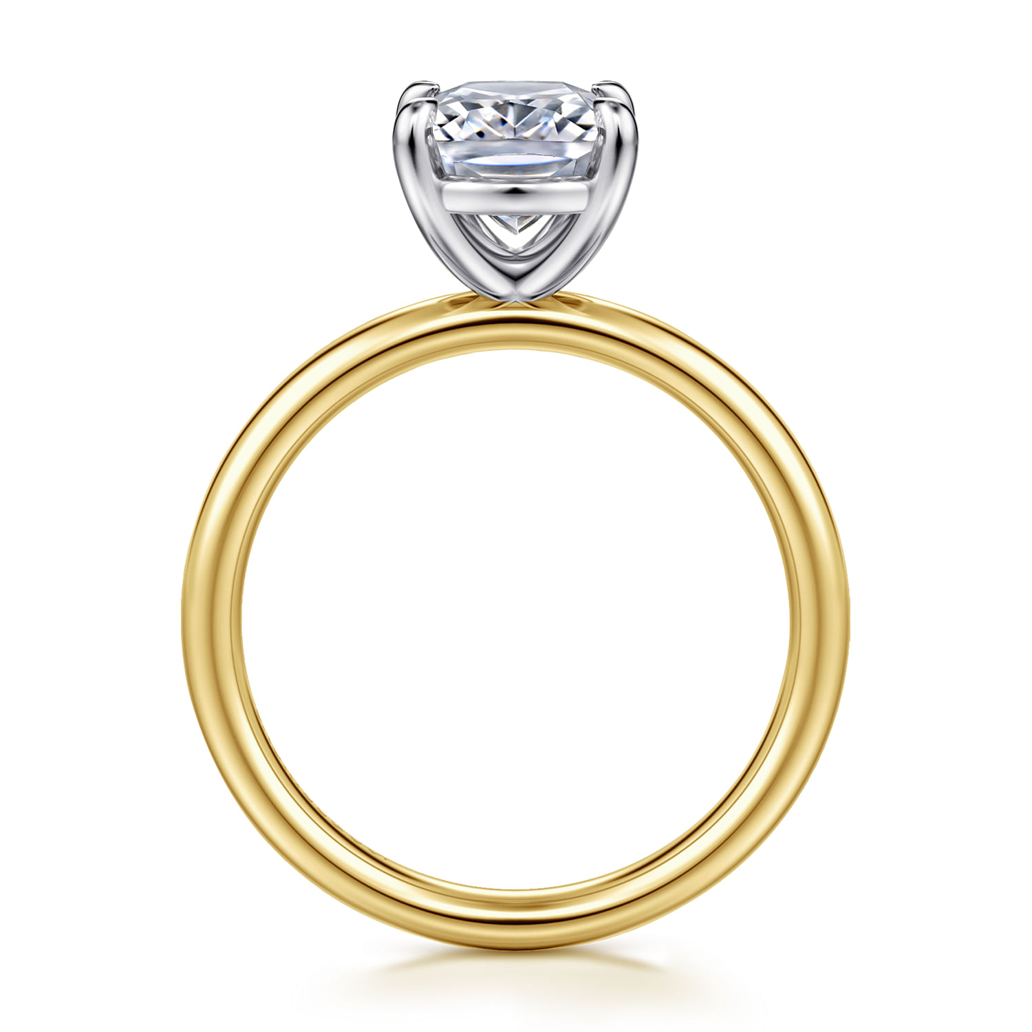 Unite - 14K White-Yellow Gold Elongated Cushion Solitaire Diamond Engagement Ring