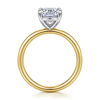 Unite - 14K White-Yellow Gold Elongated Cushion Solitaire Diamond Engagement Ring