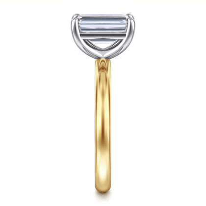 Unite - 14K White-Yellow Gold Emerald Cut Solitaire Diamond Engagement Ring