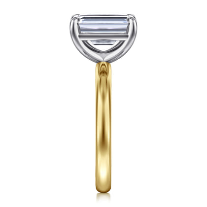 Unite - 14K White-Yellow Gold Emerald Cut Solitaire Diamond Engagement Ring