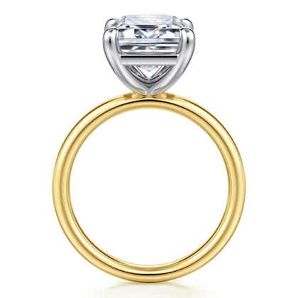 Unite - 14K White-Yellow Gold Emerald Cut Solitaire Diamond Engagement Ring