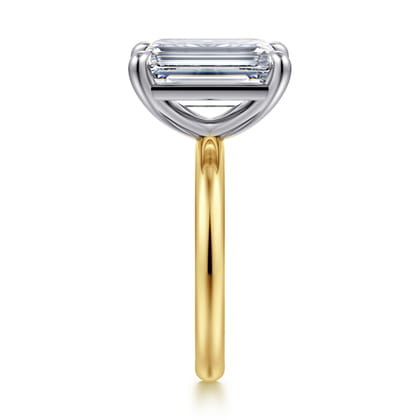 Unite - 14K White-Yellow Gold Emerald Cut Solitaire Diamond Engagement Ring