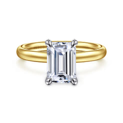 Unite - 14K White-Yellow Gold Emerald Cut Solitaire Diamond Engagement Ring