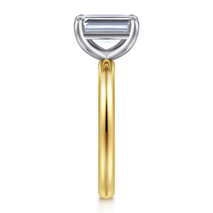 Unite - 14K White-Yellow Gold Emerald Cut Solitaire Diamond Engagement Ring