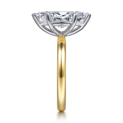 Unite - 14K White-Yellow Gold Marquise Shape Solitaire Diamond Engagement Ring