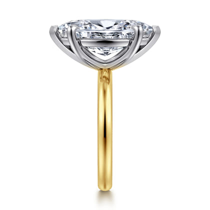 Unite - 14K White-Yellow Gold Marquise Shape Solitaire Diamond Engagement Ring