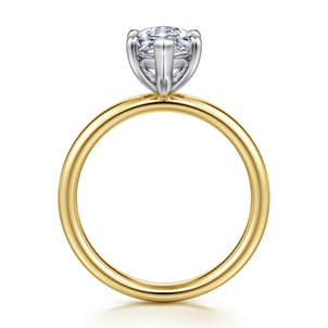 Unite - 14K White-Yellow Gold Marquise Shape Solitaire Diamond Engagement Ring