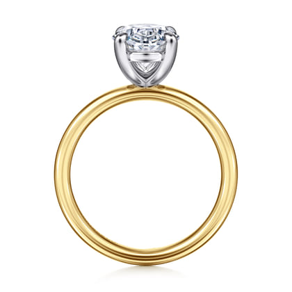 Unite - 14K White-Yellow Gold Oval Solitaire Diamond Engagement Ring