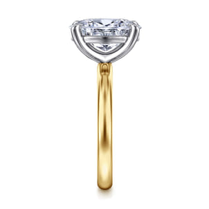 Unite - 14K White-Yellow Gold Oval Solitaire Diamond Engagement Ring