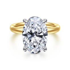 Unite - 14K White-Yellow Gold Oval Solitaire Diamond Engagement Ring