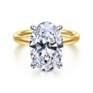 Unite - 14K White-Yellow Gold Oval Solitaire Diamond Engagement Ring