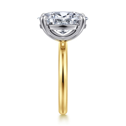 Unite - 14K White-Yellow Gold Oval Solitaire Diamond Engagement Ring