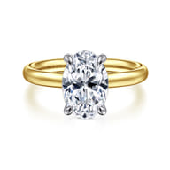 Unite - 14K White-Yellow Gold Oval Solitaire Diamond Engagement Ring