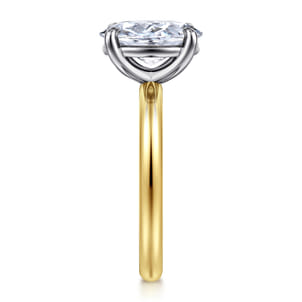 Unite - 14K White-Yellow Gold Oval Solitaire Diamond Engagement Ring