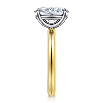 Unite - 14K White-Yellow Gold Oval Solitaire Diamond Engagement Ring