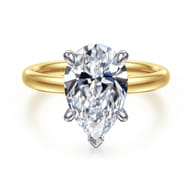Unite - 14K White-Yellow Gold Pear Shape Solitaire Diamond Engagement Ring