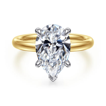Unite - 14K White-Yellow Gold Pear Shape Solitaire Diamond Engagement Ring