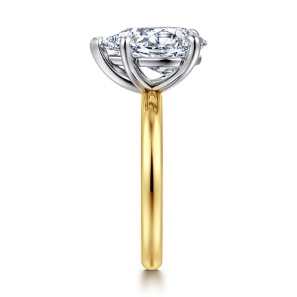 Unite - 14K White-Yellow Gold Pear Shape Solitaire Diamond Engagement Ring