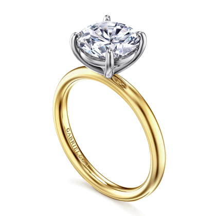 Unite - 14K White-Yellow Gold Round Diamond Engagement Ring