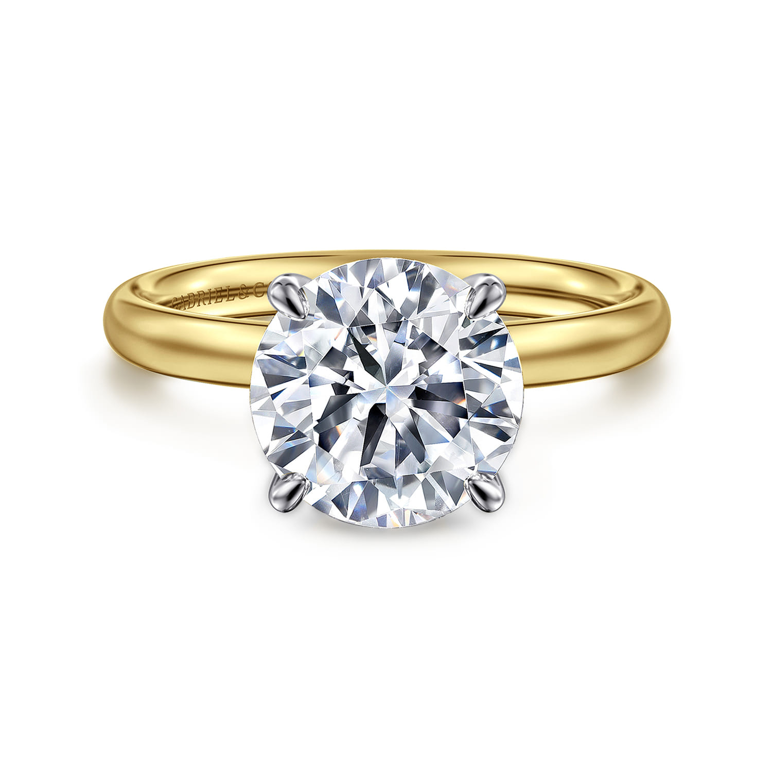 Unite - 14K White-Yellow Gold Round Solitaire Diamond Engagement Ring