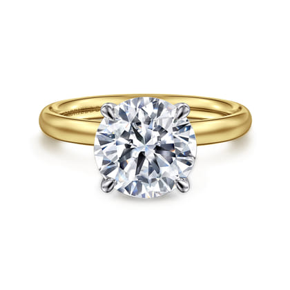 Unite - 14K White-Yellow Gold Round Solitaire Diamond Engagement Ring