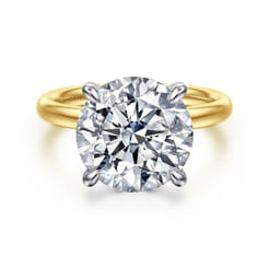 Unite - 14K White-Yellow Gold Round Solitaire Diamond Engagement Ring