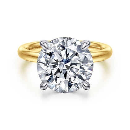 Unite - 14K White-Yellow Gold Round Solitaire Diamond Engagement Ring