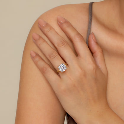 Unite - 14K White-Yellow Gold Round Solitaire Diamond Engagement Ring