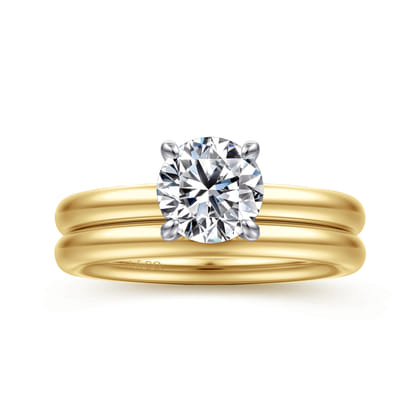 Unite - 14K White-Yellow Gold Round Solitaire Diamond Engagement Ring