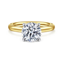 14K White-Yellow Gold Round Solitaire Diamond Engagement Ring