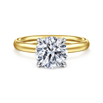 Unite - 14K White-Yellow Gold Round Solitaire Diamond Engagement Ring
