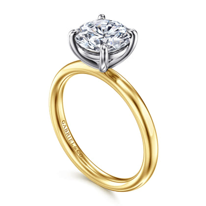 Unite - 14K White-Yellow Gold Round Solitaire Diamond Engagement Ring