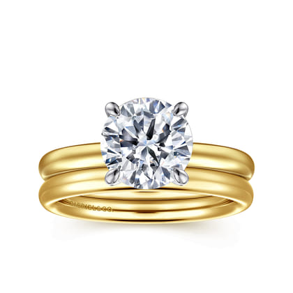 Unite - 14K White-Yellow Gold Round Solitaire Diamond Engagement Ring