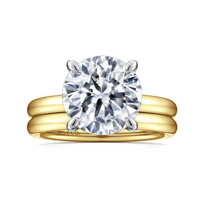 Unite - 14K White-Yellow Gold Round Solitaire Engagement Ring