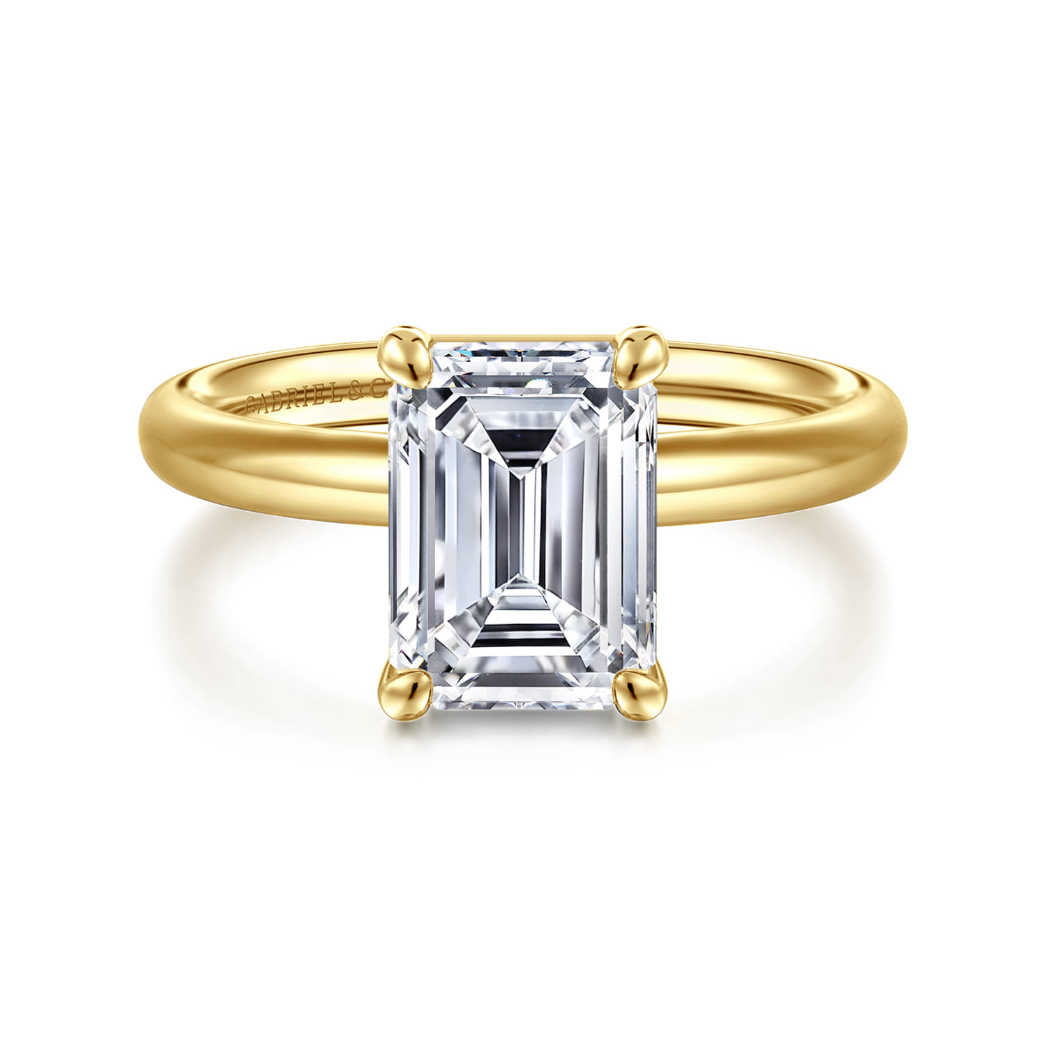 Unite - 14K Yellow Gold Emerald Cut Solitaire Diamond Engagement Ring