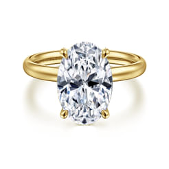 14K Yellow Gold Oval Solitaire Diamond Engagement Ring