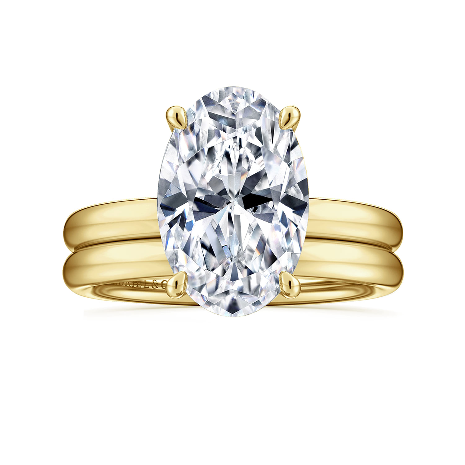 Unite - 14K Yellow Gold Oval Solitaire Diamond Engagement Ring
