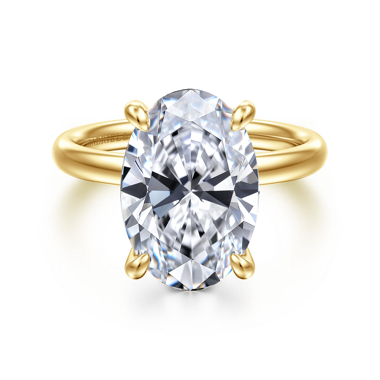 Unite - 14K Yellow Gold Oval Solitaire Diamond Engagement Ring