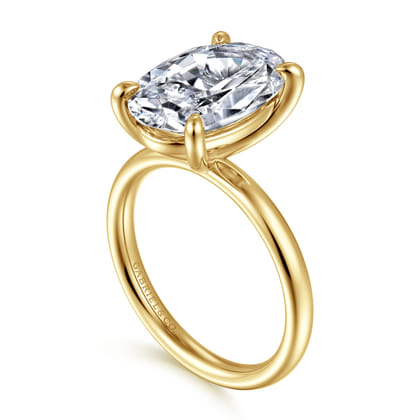 Unite - 14K Yellow Gold Oval Solitaire Diamond Engagement Ring