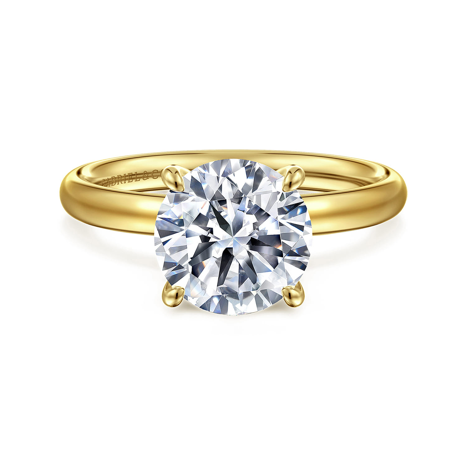 Unite - 14K Yellow Gold Round Solitaire Diamond Engagement Ring