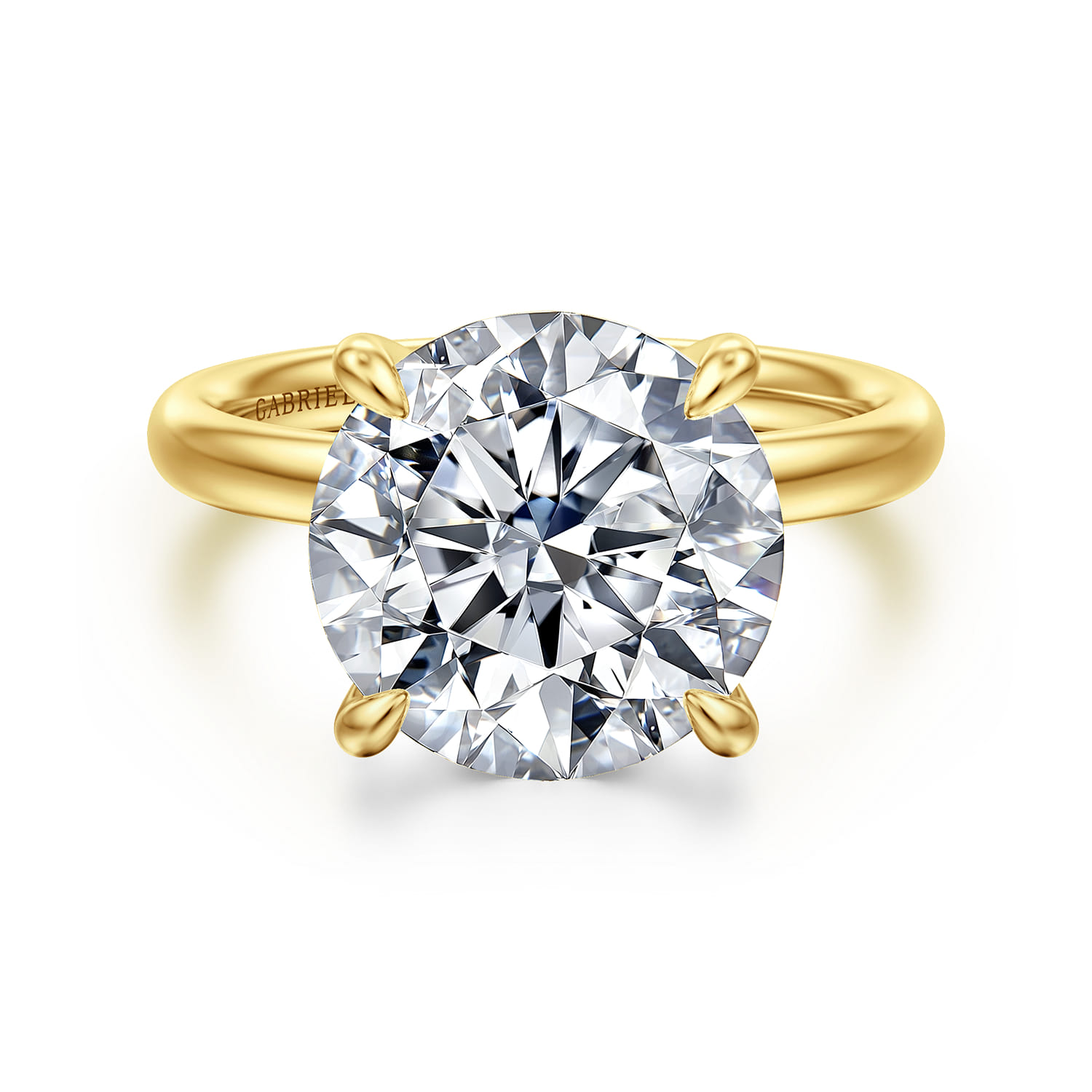 Unite - 14K Yellow Gold Round Solitaire Diamond Engagement Ring