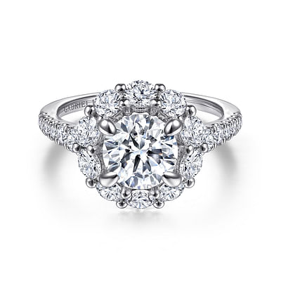 Urbana - 18K White Gold Round Halo Diamond Engagement Ring