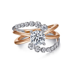 Uriella - 14K White-Rose Gold Bypass Round Diamond Engagement Ring