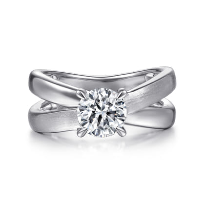 Ursa - 14K White Gold Split Shank Round Diamond Engagement Ring