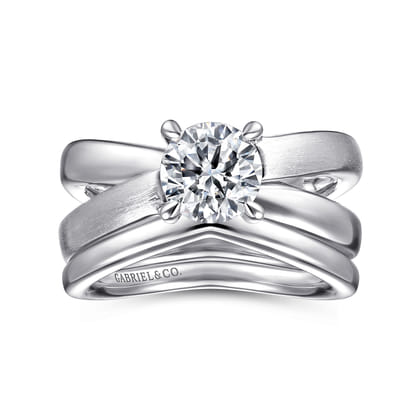 Ursa - 14K White Gold Split Shank Round Diamond Engagement Ring